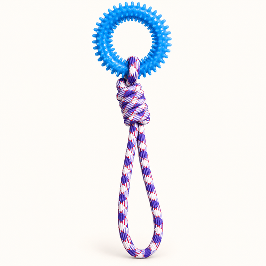 Textured Ring & Rope Dog Tug Toy — studio product view