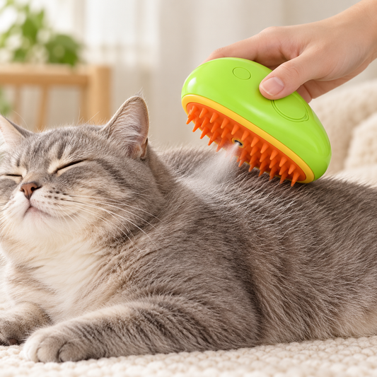 3-in-1 Mist Grooming Brush — shown in use
