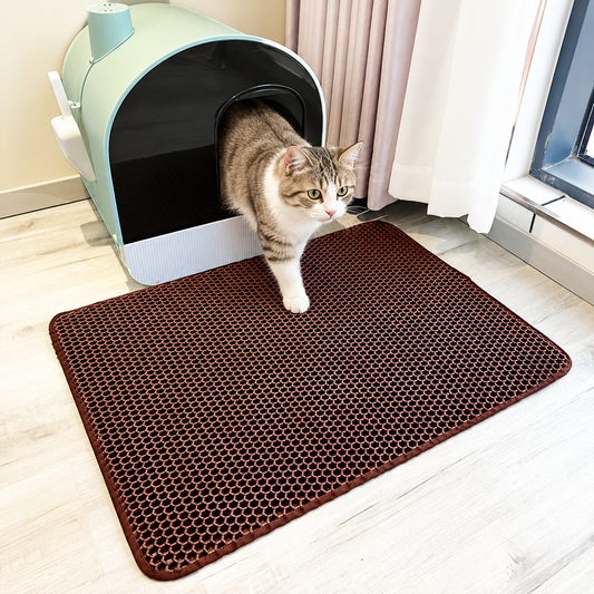 Double-Layer Cat Litter Mat — shown in use