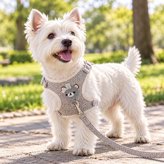 Soft Mesh Pet Harness & Leash — shown in use